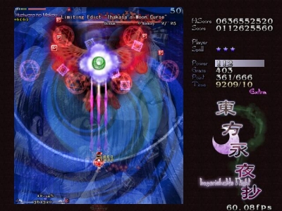 Screen ze hry Touhou 08 - Imperishable Night