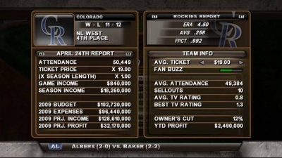 Screen ze hry Major League Baseball 2K8