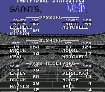 Screen ze hry Tecmo Super Bowl II: Special Edition