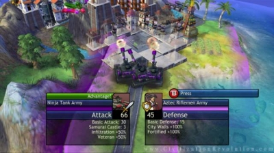 Screen ze hry Sid Meiers Civilization Revolution