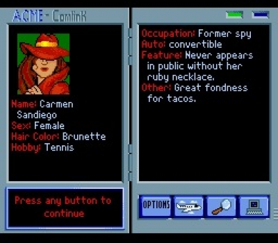 Screen ze hry Where in the World Is Carmen Sandiego?