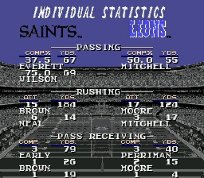 Screen ze hry Tecmo Super Bowl II