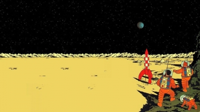 Artwork ke he Tintin on the Moon