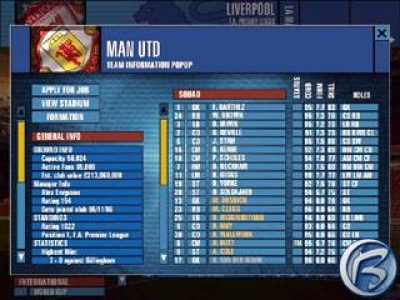 Screen ze hry Football Manager 2001