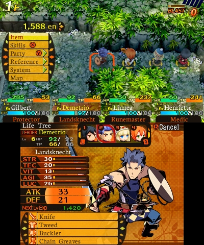 Screen ze hry Etrian Mystery Dungeon