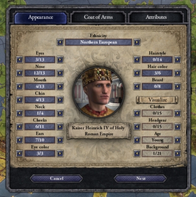 Screen ze hry Crusader Kings II: Ruler Designer