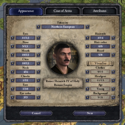 Screen ze hry Crusader Kings II: Ruler Designer