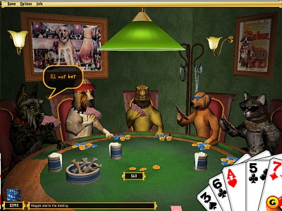 Screen Dogs Playing Poker