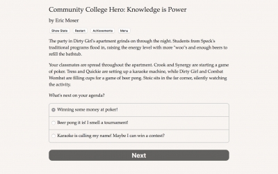 Screen ze hry Community College Hero: Knowledge is Power