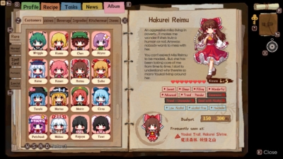 Screen ze hry Touhou Mystias Izakaya