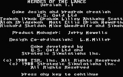 Screen ze hry Advanced Dungeons & Dragons: Heroes of the Lance